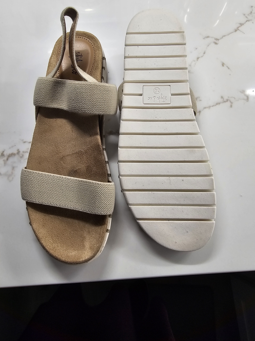 Style & Co. Beige Elastic Double-Strap Women's Sandals